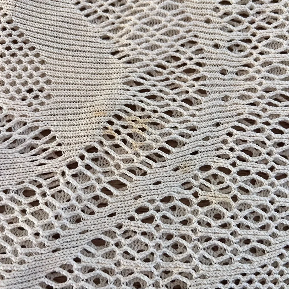 Vintage Cream Crocheted Oval Lace Tablecloth 61.5” X 55”‎